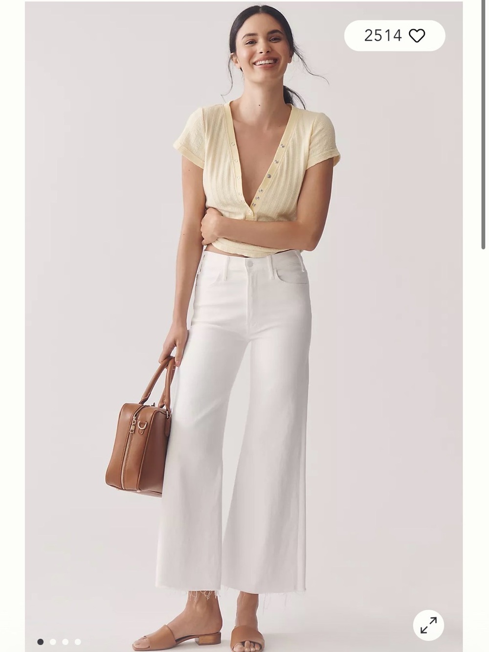 MOTHER Lil’ Petite Hustler Roller Ankle Fray in White  (Sz 25)